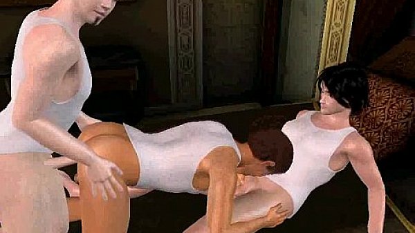 Three horny 3D cartoon studs having group sex 
