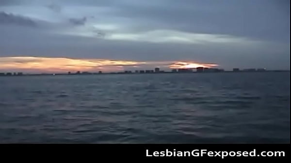 Beautiful lesbian babes rooftop dildoing