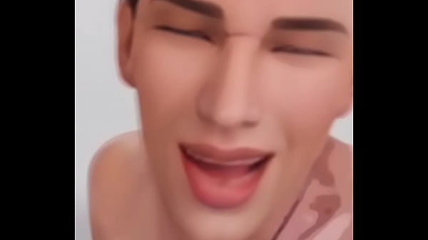 Animated guy is wanking and playing with himself 