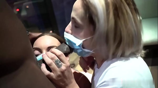 2 cock whores suck dick through masks social distancing 
