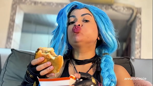 Jinx cosplay eating fetish &ndash; belly sounds burps and vore fantasy 