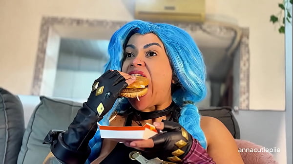 Jinx cosplay eating fetish &ndash; belly sounds burps and vore fantasy