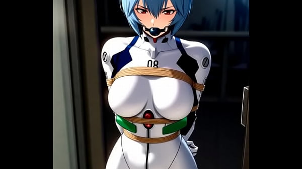 Rei ayanami in combat suit bounded and dancing in sexy way 