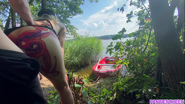 Play MP4 - Stepsister celebrates 25k subs achivement by public riding dick of her stepbrother on boat on river outside