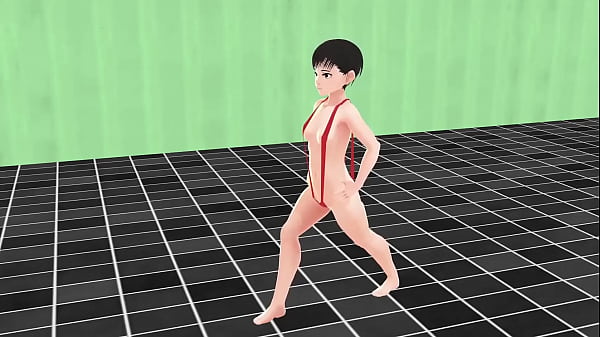 Leo Anime girl swam in small_micro bikini Nip slip