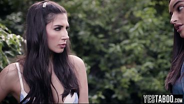 Nerdy lesbian latina teen fuck petite bully from school in forest 