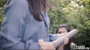 Nerdy lesbian latina teen fuck petite bully from school in forest 