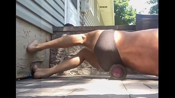 Play MP4 - compilation of shorts Stretching and Sunning stop action on Patio in Grey Briefs underwear