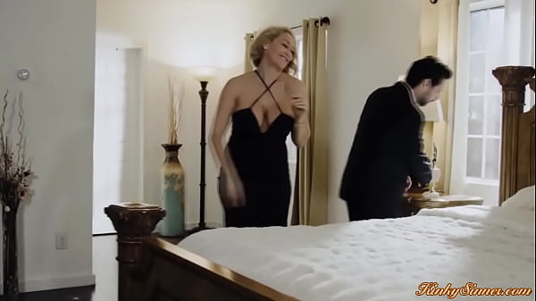 Blonde milf is teasing her husband by shaking her big tits on his guy sucks on them and licks her hairy pussy while shes sucking his cock