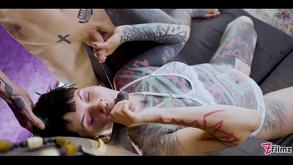 Tattooed slut dominated in brutal anal threesome dp and atm overload 