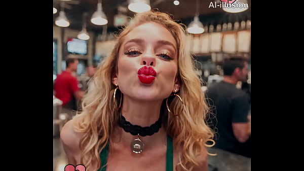 A sexy waitress in a caf&eacute; 3 ai generated no live action nsfw 