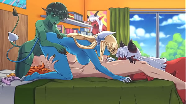 Demons Rise Up! – Suzy Enjoying some After-Game Oral Fun with her Succubus Harem! (By @FruityLuna)