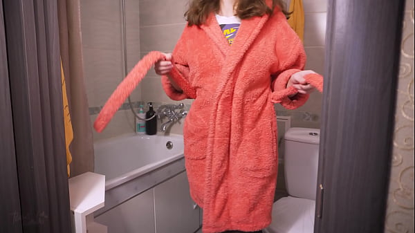 Sexy milf taking a shower in control top nylons and wet t shirt