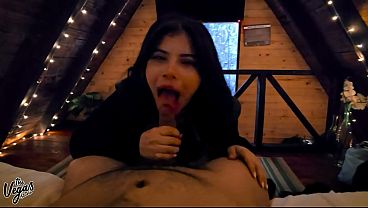 Dark Cabin POV Blowjob: I Sucked Him Deep in the Shadows, Swallowed Every Drop &_ Teased with My Tits | The Vegas Amateur Anniversary BJ