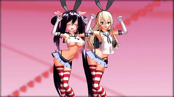 Hot Anime Blonde Mmd Shimakaze Doing Some Dance With Ariane!!! Short Video thumbnail