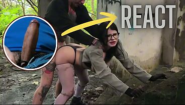 Goth chick glasses gets rough fucked by massive dick & pisses all over it pov