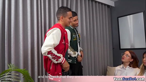 Funny girls gets fucked by the new classmates 