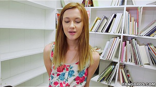 Tiny redhead sucks your dick in the library pov