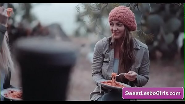 Naughty lesbo hot babes making out in the woods at night 