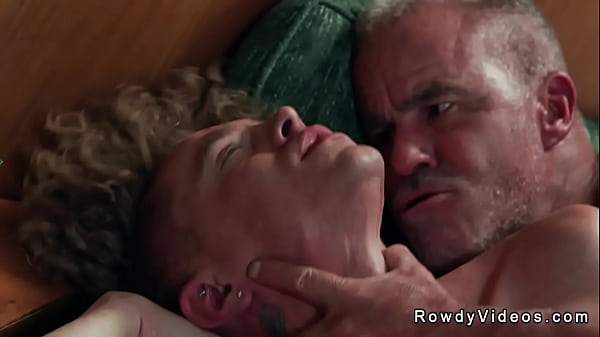 Young blonde gay Harley Xavier bent over spreading ass to old man Dale Savage then Dale rimming and rough anal fucking bareback 