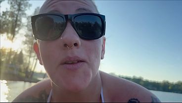 Lola Maverick big tit slut pisses off boat public 