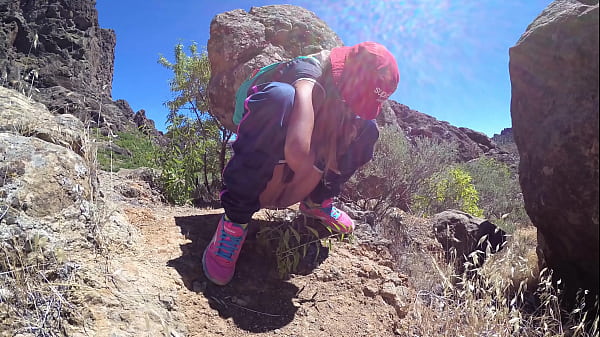 Play MP4 - PISS PISS TRAVEL - Young girl tourist peeing in the mountains Gran Canaria&period; Public Canarias