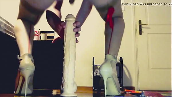 MarianthiTar dressed in her student uniform rides her dildo 