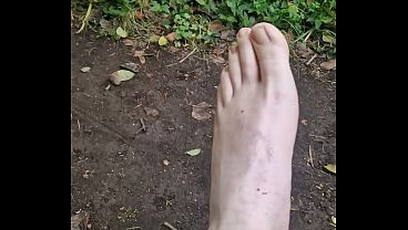 Feet Boy in garden lodge