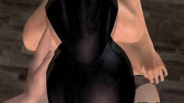 Hot 3D babe getting double teamed in the bathroom 