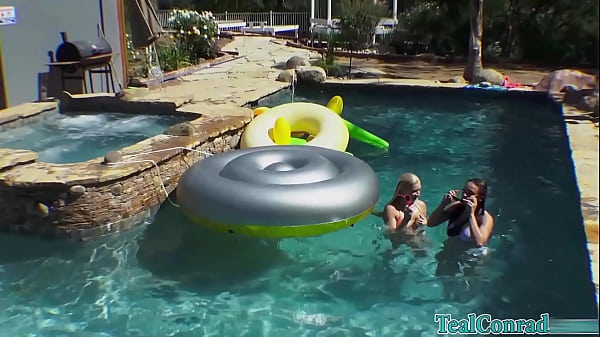 Teal conrad & addison devine have sex & sunbathe in the pool
