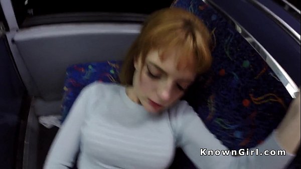 Hirsute redhead amateur teen banging in the_bus