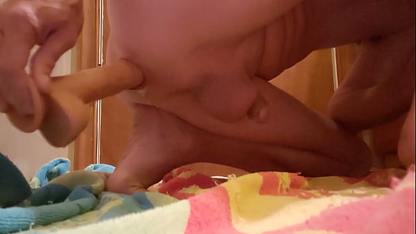 Hardcore anal creampie taking my dildo deep on my knees 