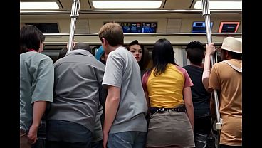 Three gorgeous futas with giant cocks fuck you on the subway and cum right in your mouth. FOV. POV
