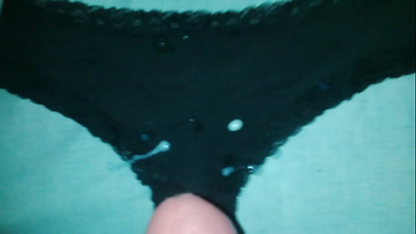 Cum on used black panties
