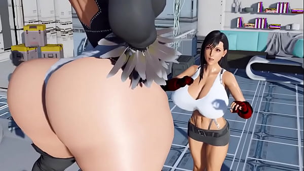 Tifa and 2B_massive_giantess and breast expansion