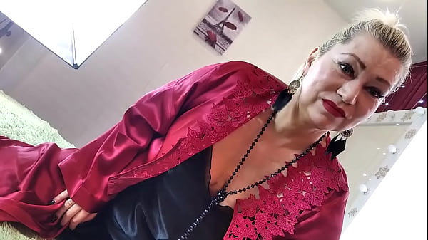 Mature Slut Wife In A Red Satin Negligee, With A Ponytail On Her Head And A Dick In Her Mouth ...)) thumbnail