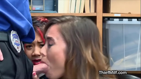 Officer enjoys fine_Asian milf pussy on his_desk