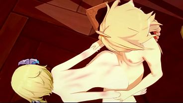 Genshin Impact Hentai - Aether X Lumine Fucking Doggy Style thumbnail