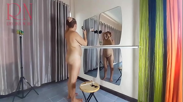 Naked nudist hairdresser stylist cuts her own hair regina noir 205 