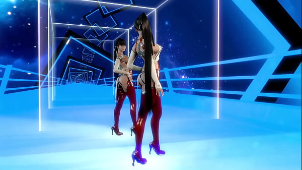 Athletic horny Eve in debauched outfit dancing solo in front of mirror 