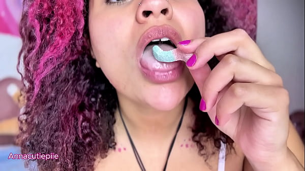 Vore ASMR Eating Gummy Worms Close-Up 