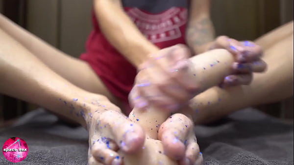 Babe Sensual Footjob Rubber Cock - Foot Fetish 