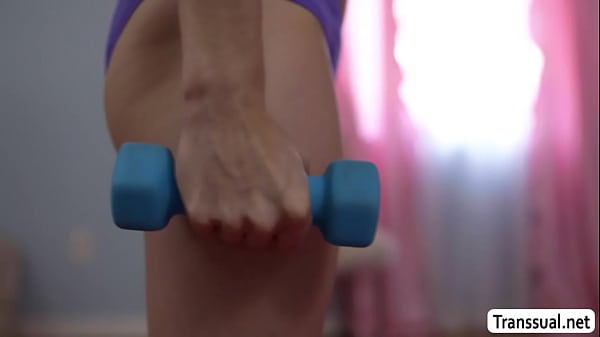 Play MP4 - Busty trans maid fucks her boss while stuck on