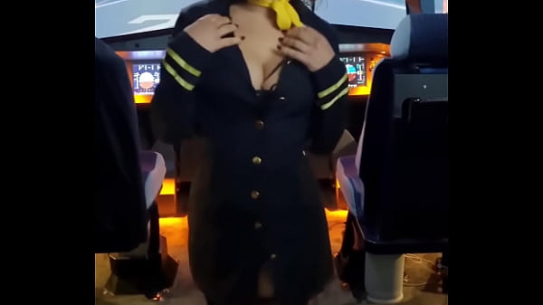 The flight attendant puts a dildo in her pussy on board video thumbnail