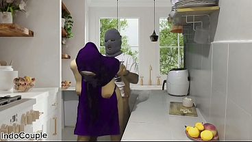 Cheating wife sex in Kitchen while husband in living room