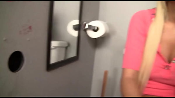 Riley Surprised ByBig Dick PokingThroughThe Bathroom Wall And Sucks It