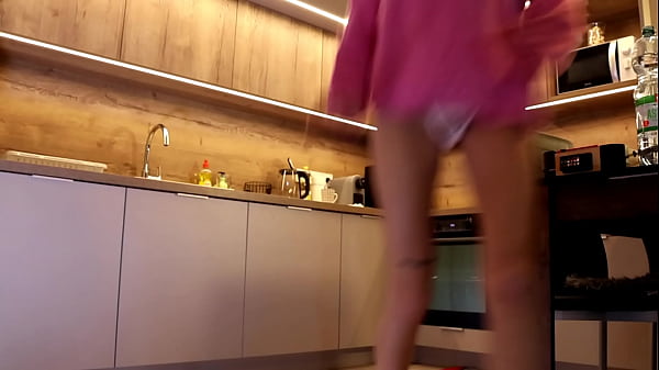 Play MP4 - Hot petite skinny blonde girlfriend is in the kitchen teases me with her pink pull over
