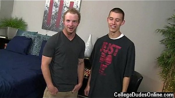 Naked men Marco shoots his load all over his smooth six pack and Cole 