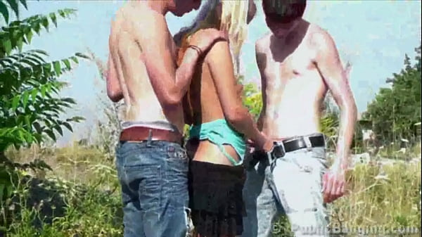 Blonde cutie PUBLIC teens group gangbang street sex orgy in broad daylight 