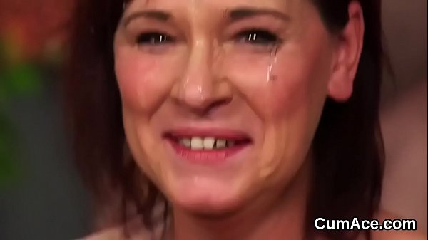 Slutty centerfold gets sperm shot on her face gulping_all the spunk